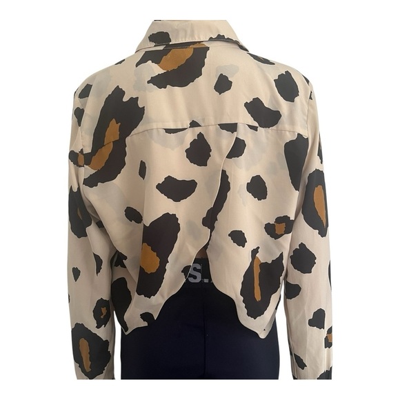 GB boxy cropped lightly spotted leopard print detail back long sleeves XL - Picture 6 of 13